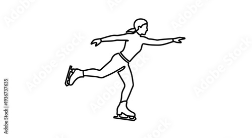 Graceful man ice skating performing a pose on isolated white background