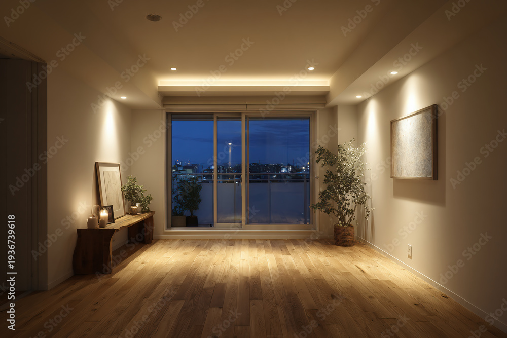 Fototapeta premium 夜の落ち着いたリビングルーム