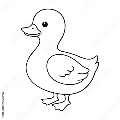 A cute cartoon duck illustration in a simple line art style