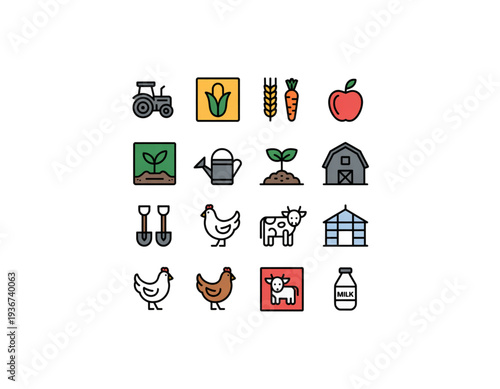 Collection of various icons representing everyday objects and activities isolated on transparent background