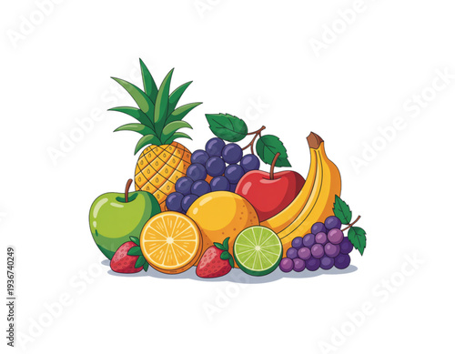 A vibrant assortment of fresh tropical and citrus fruits arranged together. isolated on transparent background