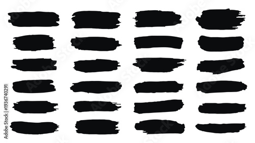 Collection of black brush strokes on white background
