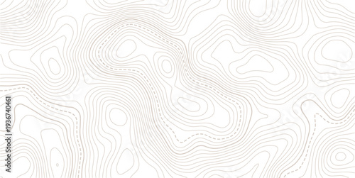 Abstract discovery topographic map banner texture background, modern curve abstract topo map design. Topo contour map on white background. Abstract background with waves Geographic mountain relief.