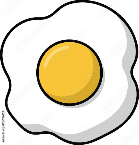Sunny Side Up Fried Egg – Breakfast Food Flat Vector Illustration