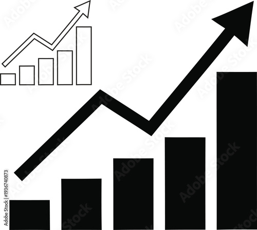 Business growth and statistics analysis chart with increasing trend