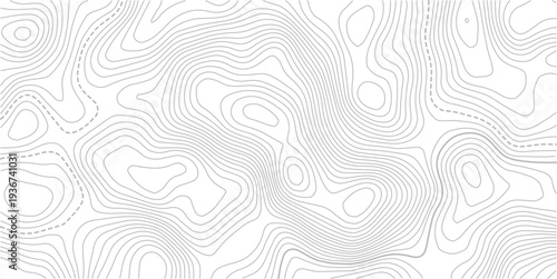 Abstract discovery topographic map banner texture background, modern curve abstract topo map design. Topo contour map on white background. Abstract background with waves Geographic mountain relief.