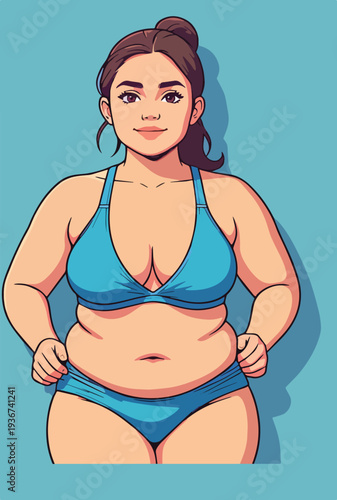 donna estate in costume da bagno mentre fa esercizi di ginnastica sport movimento yoga vettoriale