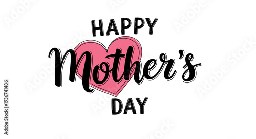 A happy Mother's Day greeting featuring a heart and stylish typography in a colorful vector illustration, perfect for cards and gifts