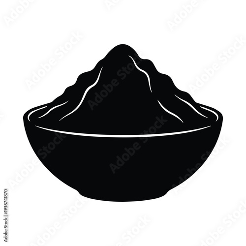 Black powder in bowl icon illustration