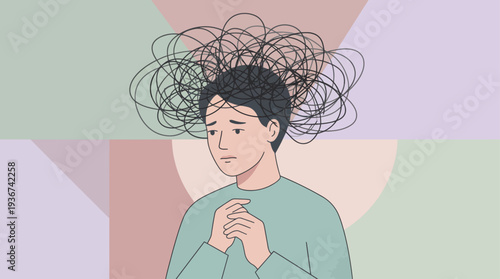 Minimalist Mental Health Anxiety Concept Vector