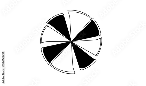 Minimal symmetrical geometric pinwheel icon vector illustration