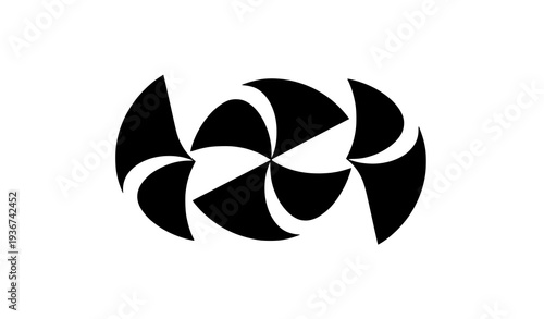  Abstract black and white pinwheel geometric vector icon