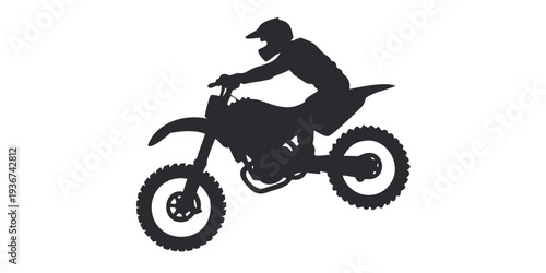 Motocross Dirt Bike Rider Silhouette - Extreme Sports Enduro Vector Illustration