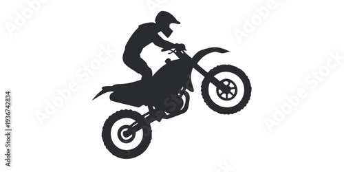 Motocross Dirt Bike Rider Wheelie Silhouette Vector