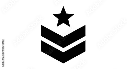 Military Rank Chevron with Star Icon – Army Sergeant Insignia Badge Illustration
