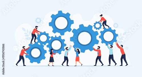 Business Teamwork with Gears – Collaboration, Workflow Management and Process Automation Concept