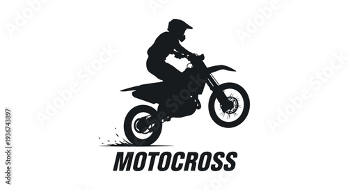 Motocross Rider Silhouette – Off-Road Dirt Bike Racing Action Illustration