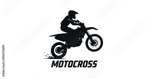 Motocross Rider Silhouette – Off-Road Dirt Bike Racing Action Illustration