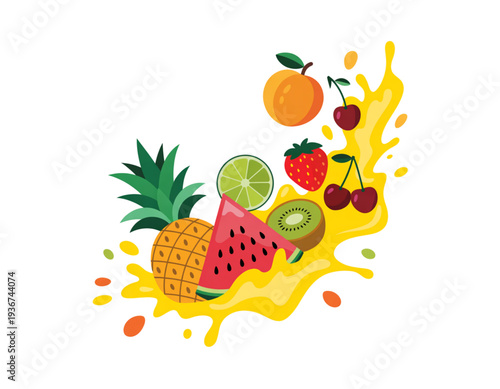 Vibrant tropical fruits bursting with summer energy and freshness isolated on transparent background