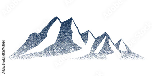 Vector sketch mountain landscape, hatching, imitation of a pencil drawing