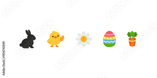 Easter icons bunny chick flower egg carrot
