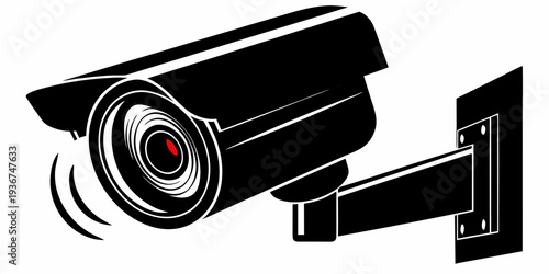 CCTV Security Camera Vector Icon - Professional Surveillance, Safety Monitoring, and Protection Silhouette