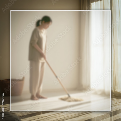 Wallpaper Mural Blurred Professional cleaner with a white overlay Torontodigital.ca