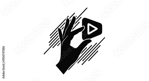 Gemini said

A black silhouette illustration of a business person's hand and palm featuring a barcode symbol as a concept design for a group or team