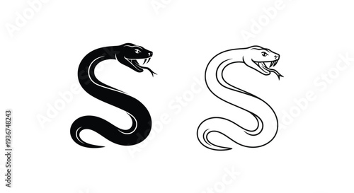 Black and white snake icon set vector
