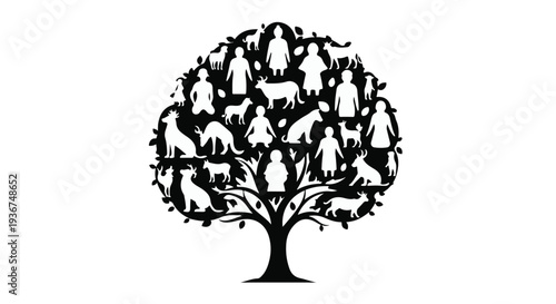 Gemini said

A green nature vector illustration of a forest tree silhouette with roots and leafy branches creates a seasonal summer environment design symbol