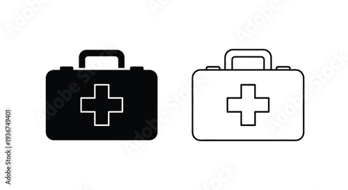Medical first aid kit icons set Vector