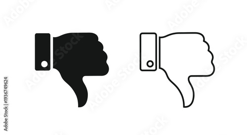 Set of 2 Dislike Thumbs Down Hand Gesture Icons Vector