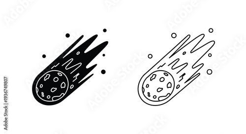 Set of 2 Comet or Meteorite Icons Vector