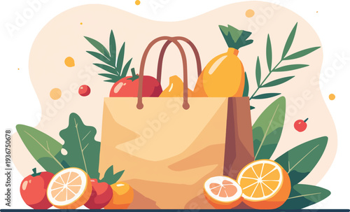 sacco sacchetto di frutta verdura cibo alimenti vettoriale