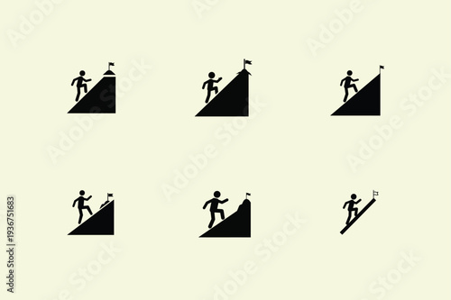 Climbing silhouettes on various slopes and angles, armed forces day