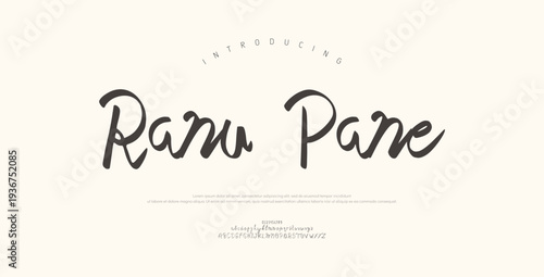 Ranu Pane, Script alphabet letters font logo. Typography luxury classic lettering serif italic fonts decorative wedding vintage retro logos. vector illustration
