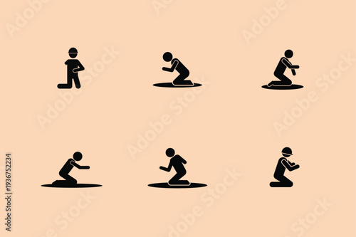Sequence of a person performing a squat exercise, armed forces day