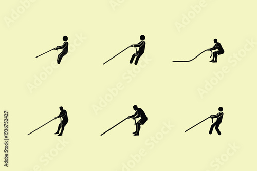 Sequence of a person performing a golf swing in eight stages, armed forces day