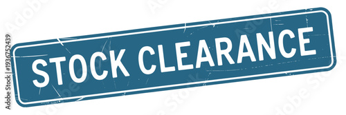 Stock clearance stamp on white background blue ink and rectangular shape