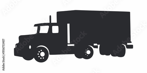 Commercial Box Truck Silhouette Vector - Freight Delivery Logistics Graphic