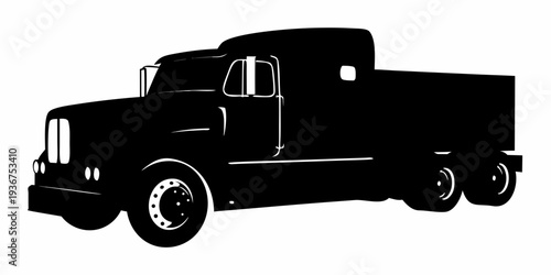 Semi Truck Silhouette Vector Illustration - Classic Heavy Duty Hauler and Industrial Freight Icon
