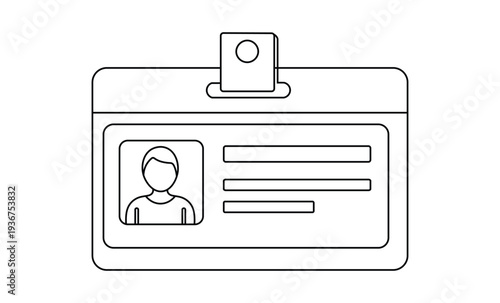 Illustration of a identification badge with a clip and personal details
