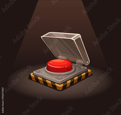 Danger Emergency Red Button in Dark Room Illustration Vector