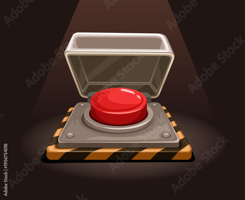 Danger Emergency Red Button in Dark Room Illustration Vector