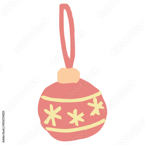 クリスマスのオーナメント飾りのイラスト 12月の園だよりに使いやすいシンプル手描き素材シリーズ