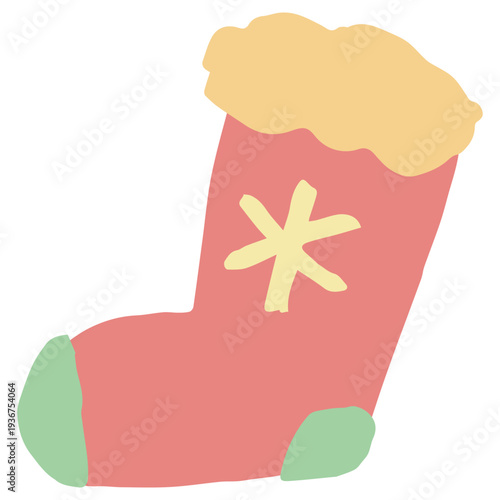 クリスマスの靴下のイラスト 12月の園だよりに使いやすいシンプル手描き素材シリーズ