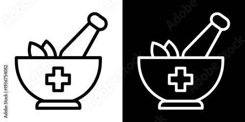 Mortar icon concept in flat black and white style on clean background vector illustration design	