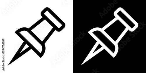 Pin icon concept in flat black and white style on clean background vector illustration design	