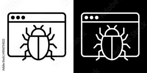 bug icon concept in flat black and white style on clean background vector illustration design	