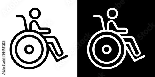 Wheelchair icon concept in flat black and white style on clean background vector illustration design	